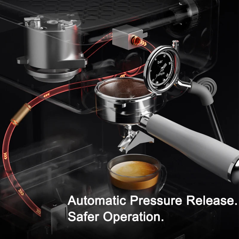 Petrus Espresso Coffee Machine Stainless Steel Coffee Maker With 58MM Portafilter Commercial Steam Wand Milk Frother(220V)