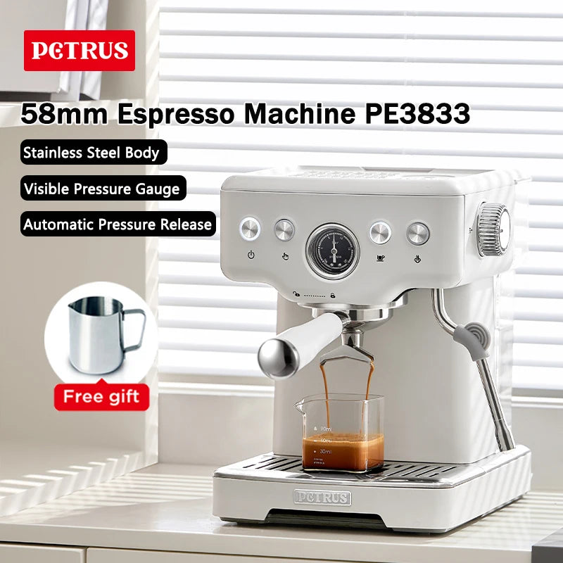 Petrus Espresso Coffee Machine Stainless Steel Coffee Maker With 58MM Portafilter Commercial Steam Wand Milk Frother(220V)Petrus Espresso Coffee Machine Stainless Steel Coffee Maker With 58MM Portafilter Commercial Steam Wand Milk Frother(220V) - Premium from SanTee Coffee and Tea Company - Just $113.69! Shop now at SanTee Coffee and Tea Company