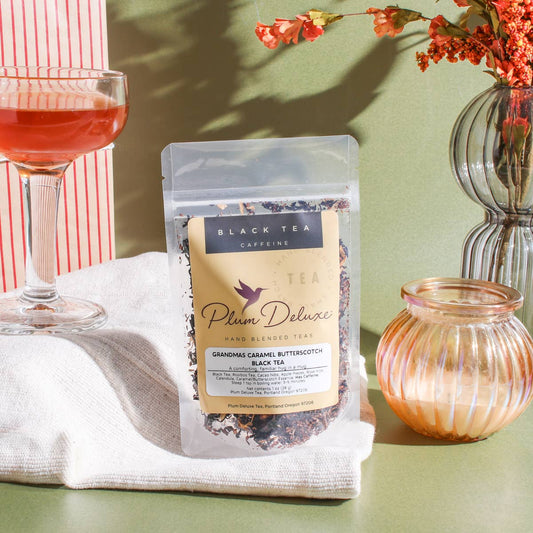 Grandma's Caramel Butterscotch Holiday Black TeaGrandma's Caramel Butterscotch Holiday Black Tea - Premium Tea from Plum Deluxe Tea - Just $10! Shop now at SanTee Coffee and Tea Company 