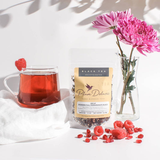 Wonder-Full Pomegranate Decaf Black TeaWonder-Full Pomegranate Decaf Black Tea - Premium Tea from Plum Deluxe Tea - Just $10! Shop now at SanTee Coffee and Tea Company 