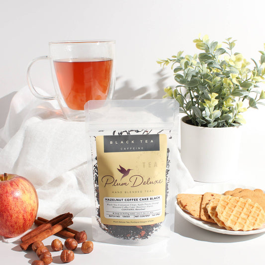 Plum Deluxe Tea - Hazelnut Coffee Cake Black Tea (Hazelnut / Apple / Cinnamon): 1 lbPlum Deluxe Tea - Hazelnut Coffee Cake Black Tea (Hazelnut / Apple / Cinnamon): 1 lb - Premium Coffee Supply from Plum Deluxe Tea - Just $128! Shop now at SanTee Coffee and Tea Company 