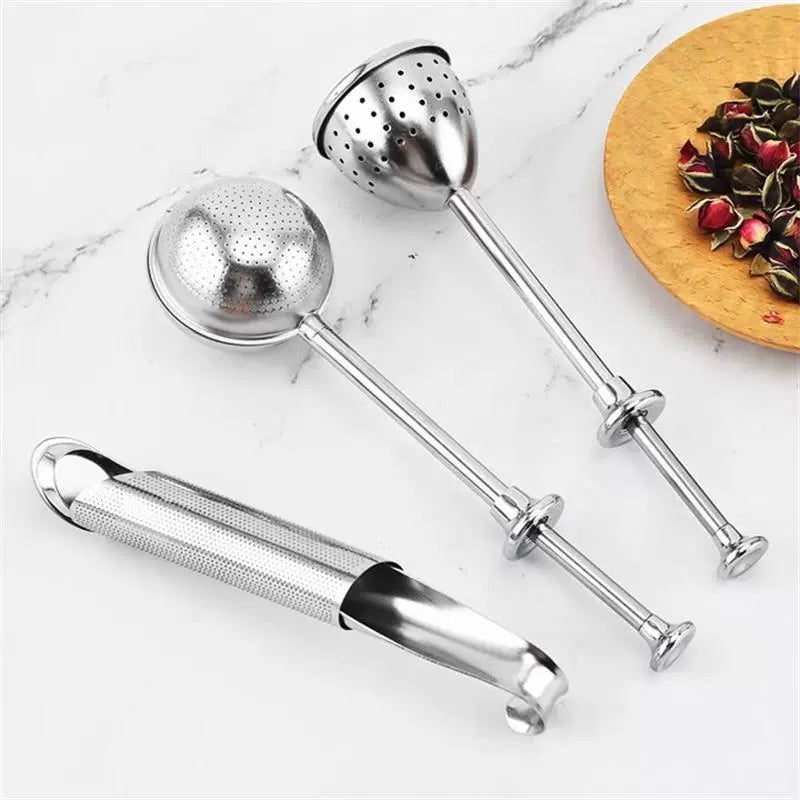 304 Stainless Steel Tea Filter Tea Ball Tea Partition Hanging Pipe Handle Tea Making Device Retractable Tea Funnel Teaware