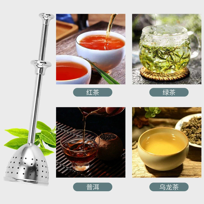 304 Stainless Steel Tea Filter Tea Ball Tea Partition Hanging Pipe Handle Tea Making Device Retractable Tea Funnel Teaware