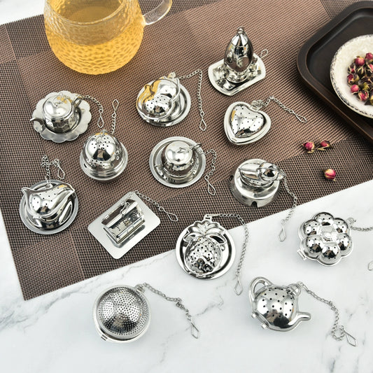 Creative Pendant Chain Tea Ball 304 Stainless Steel Tea Compartment Silver House Teapot Tea Filter Tea Making Device Scented Tea Brewing Tea Strainer