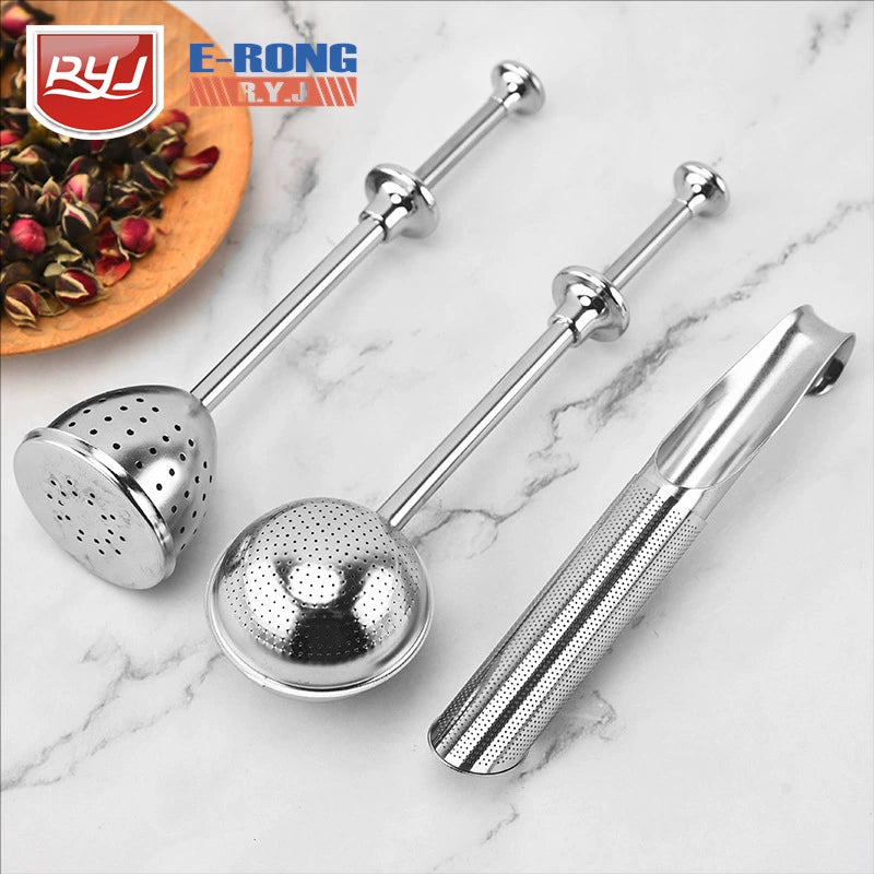 304 Stainless Steel Tea Filter Tea Ball Tea Partition Hanging Pipe Handle Tea Making Device Retractable Tea Funnel Teaware