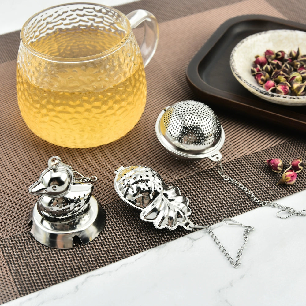 Creative Pendant Chain Tea Ball 304 Stainless Steel Tea Compartment Silver House Teapot Tea Filter Tea Making Device Scented Tea Brewing Tea Strainer