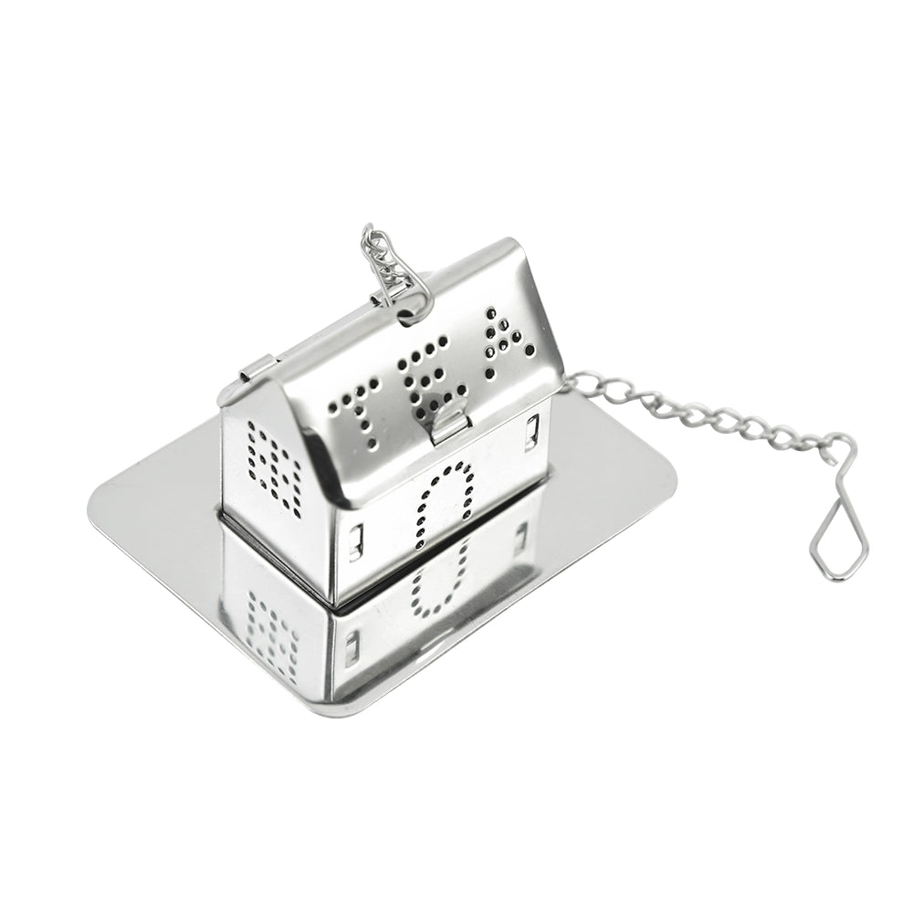 Creative Pendant Chain Tea Ball 304 Stainless Steel Tea Compartment Silver House Teapot Tea Filter Tea Making Device Scented Tea Brewing Tea Strainer