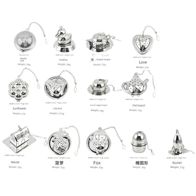 Creative Pendant Chain Tea Ball 304 Stainless Steel Tea Compartment Silver House Teapot Tea Filter Tea Making Device Scented Tea Brewing Tea Strainer
