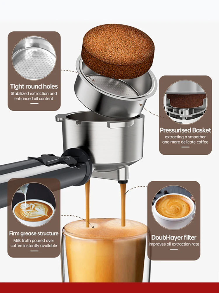 Cafelffe 4in1 Cafetera Cappuccino Coffee Machine Dolce gusto Nes Capsule Espresso Maker ESE Pod Ground Gift for Lover,Dad,Mom