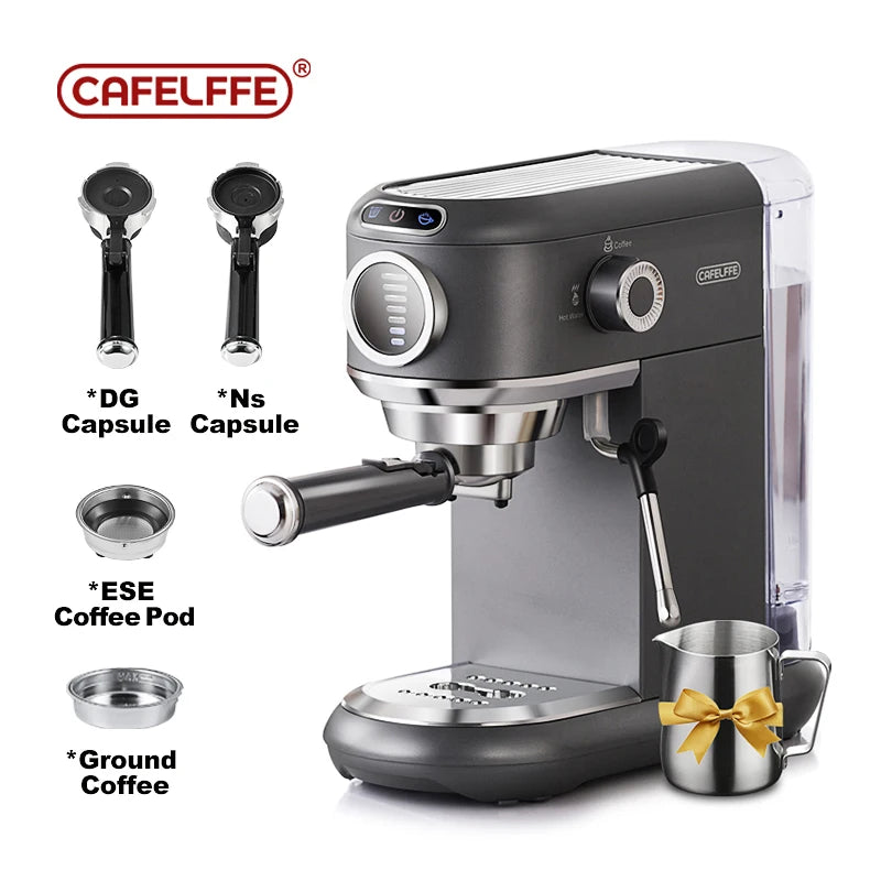 Cafelffe 4in1 Cafetera Cappuccino Coffee Machine Dolce gusto Nes Capsule Espresso Maker ESE Pod Ground Gift for Lover,Dad,Mom