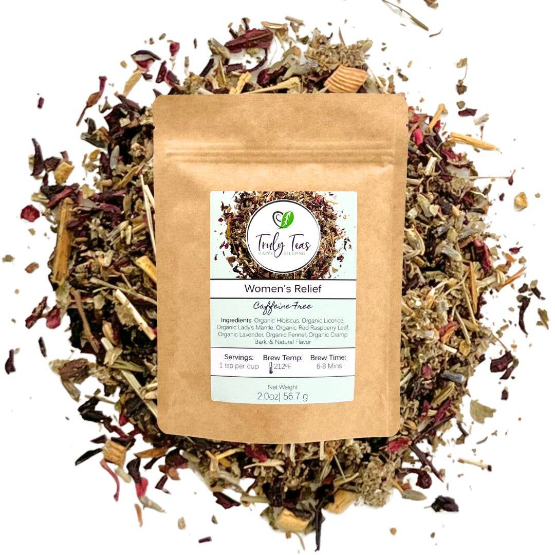 Truly Teas - Women’s Relief Herbal Tea – Caffeine Free Floral Blend: 2.0 oz Loose